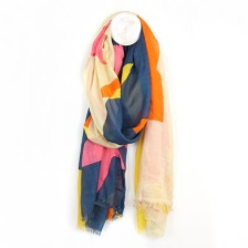 Pink, Navy and Orange Mix Giant Star Print Scarf by Peace of Mind